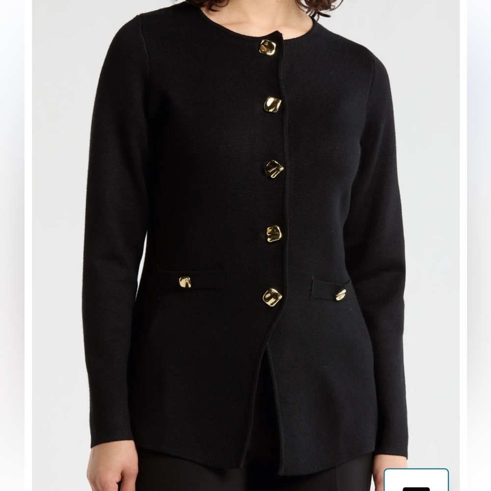 Adrianna Papell Notch Front Sweater Jacket XS